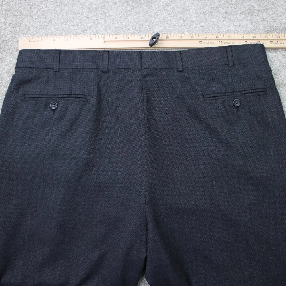 Joseph & Feiss International Trio Pants Mens 40x32 Gray Pleated 100% Wool Cuffed